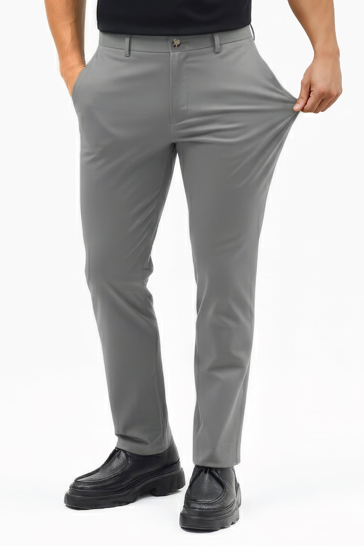 Herren Motion Stretch Stoff Relaxed Jogger Hose mit elastischem Bund (Sommerlich) Dunkelgrau M701-R0140002-04