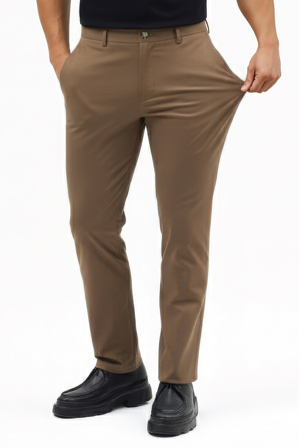 Herren Motion Stretch Stoff Relaxed Jogger Hose mit elastischem Bund (Sommerlich) Braun M701-R0140002-05