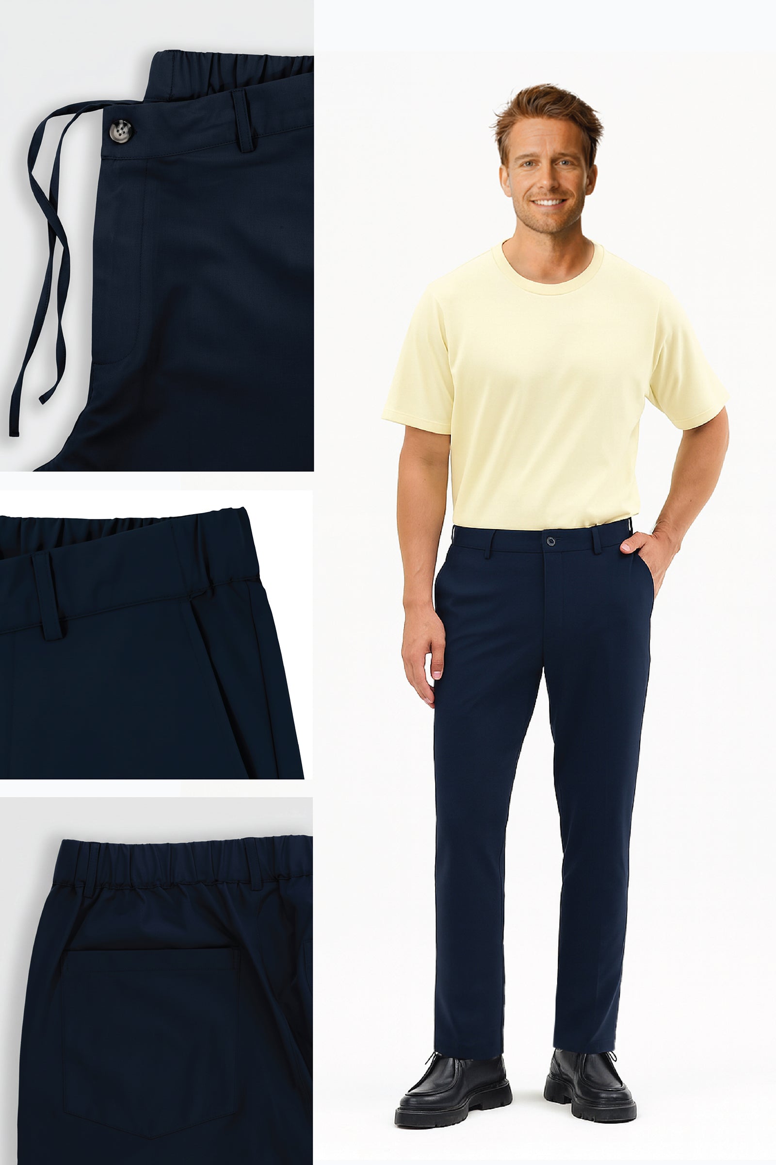 Herren Motion Stretch Stoff Relaxed Jogger Hose mit Gummibund (Sommerlich) Marineblau M701-R0140002-02