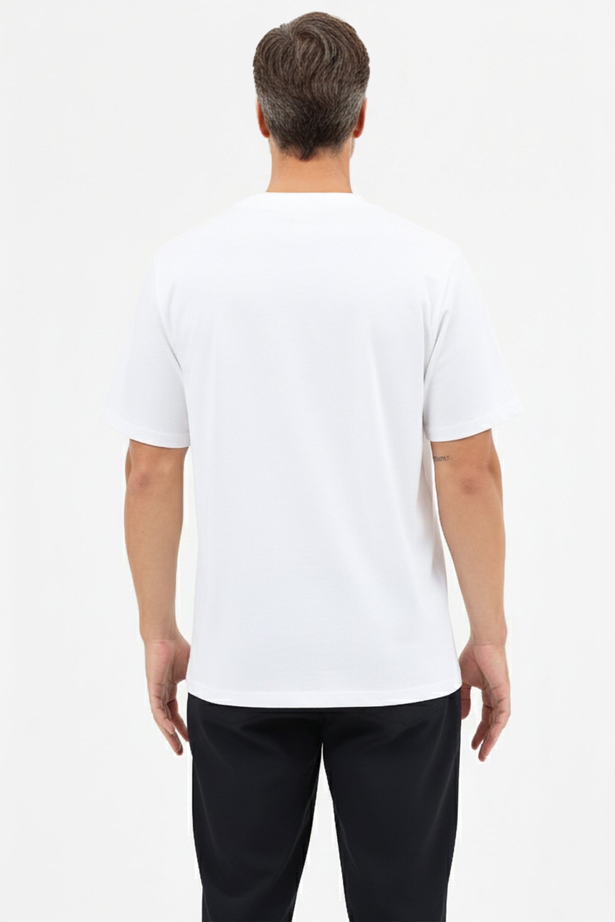 Erkek Vision Premium Kalite Yoğun Dokulu Pamuklu T-Shirt Beyaz M101-R0220-01