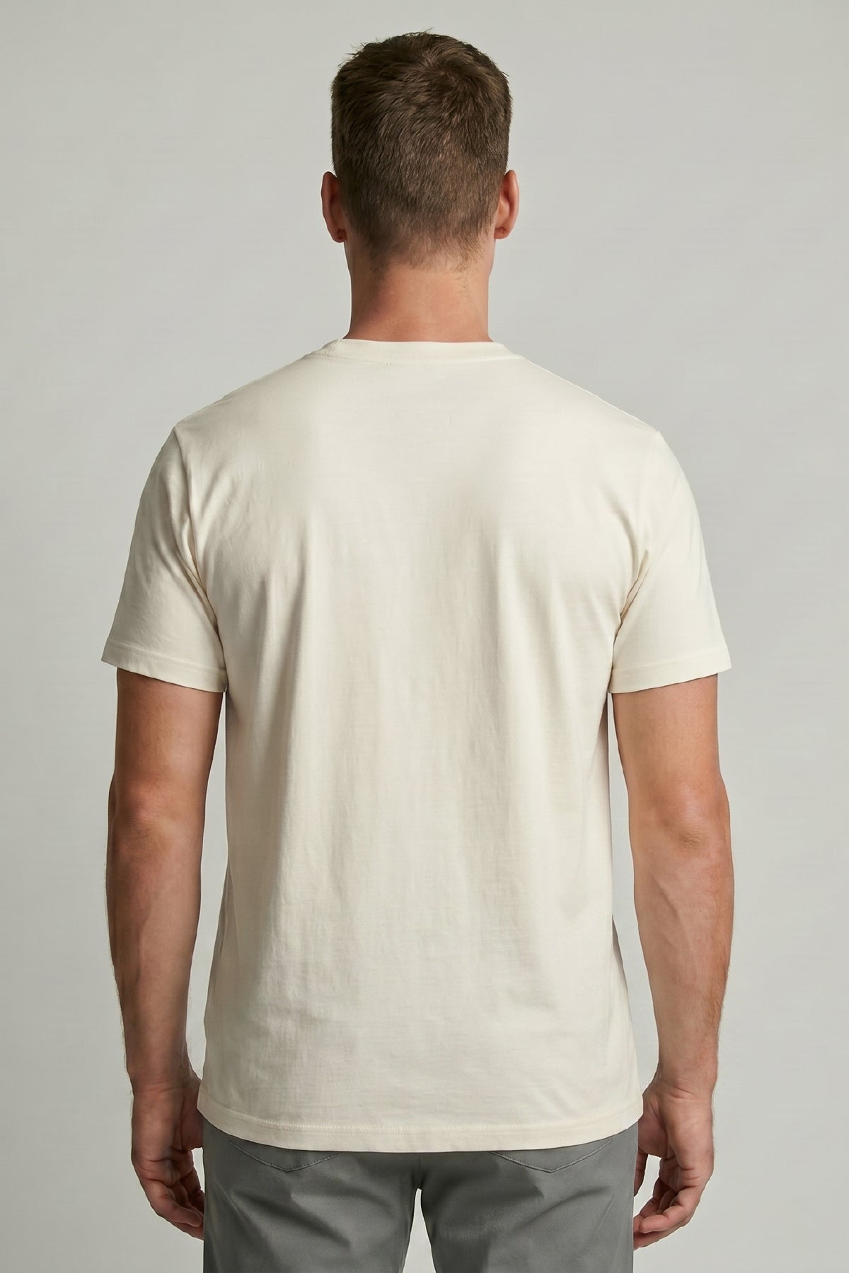 Herren T-Shirt aus Baumwolle, Premium-Qualität, mit dicht gewebter Struktur, Ecru M101-R0220-09