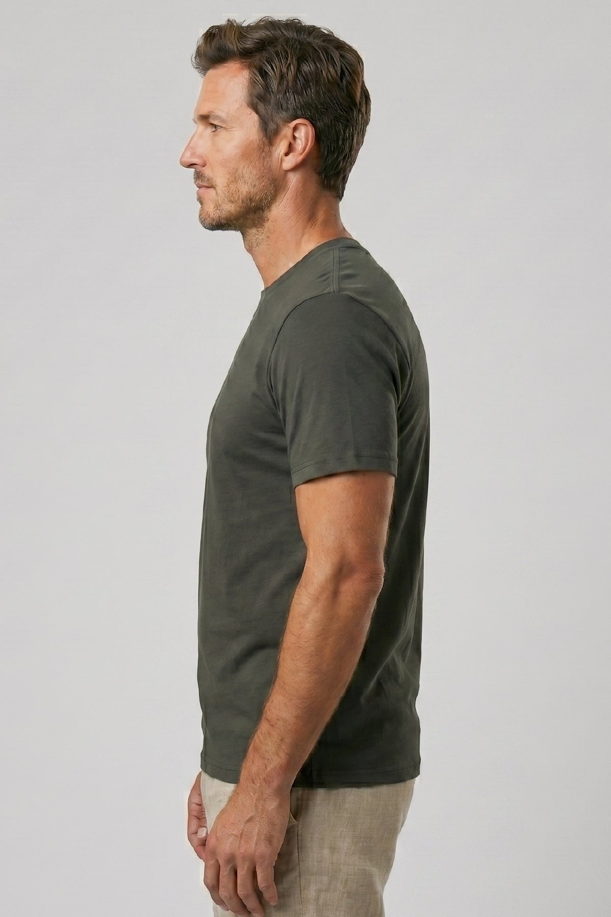 Herren Vision Premium Qualität Hochdichtes Baumwoll T-Shirt Khaki M101-R0220-11