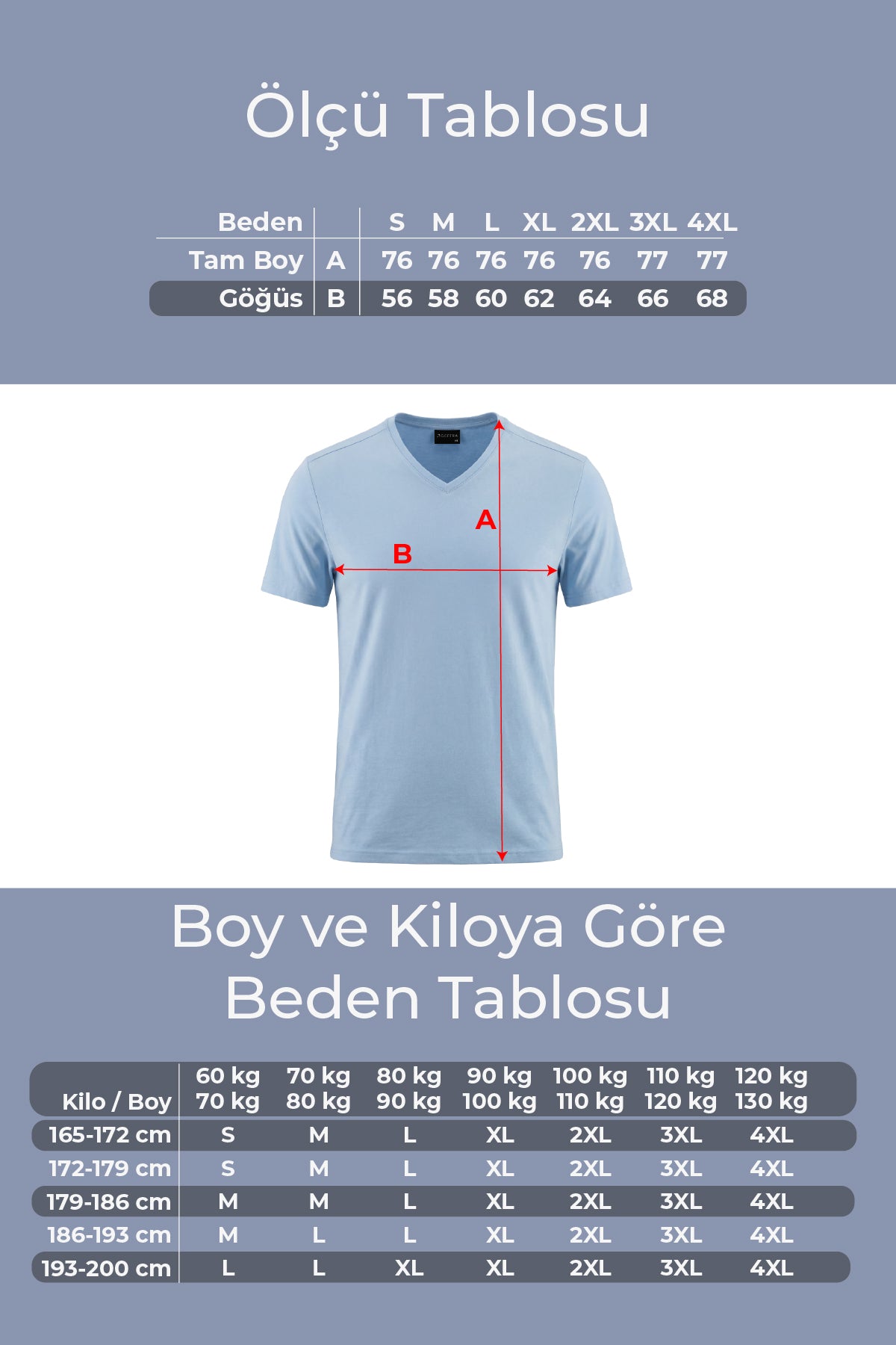Erkek Vision V Yaka Premium Kalite Yoğun Dokulu Pamuklu T-Shirt Açık Mavi M102-R0220-04
