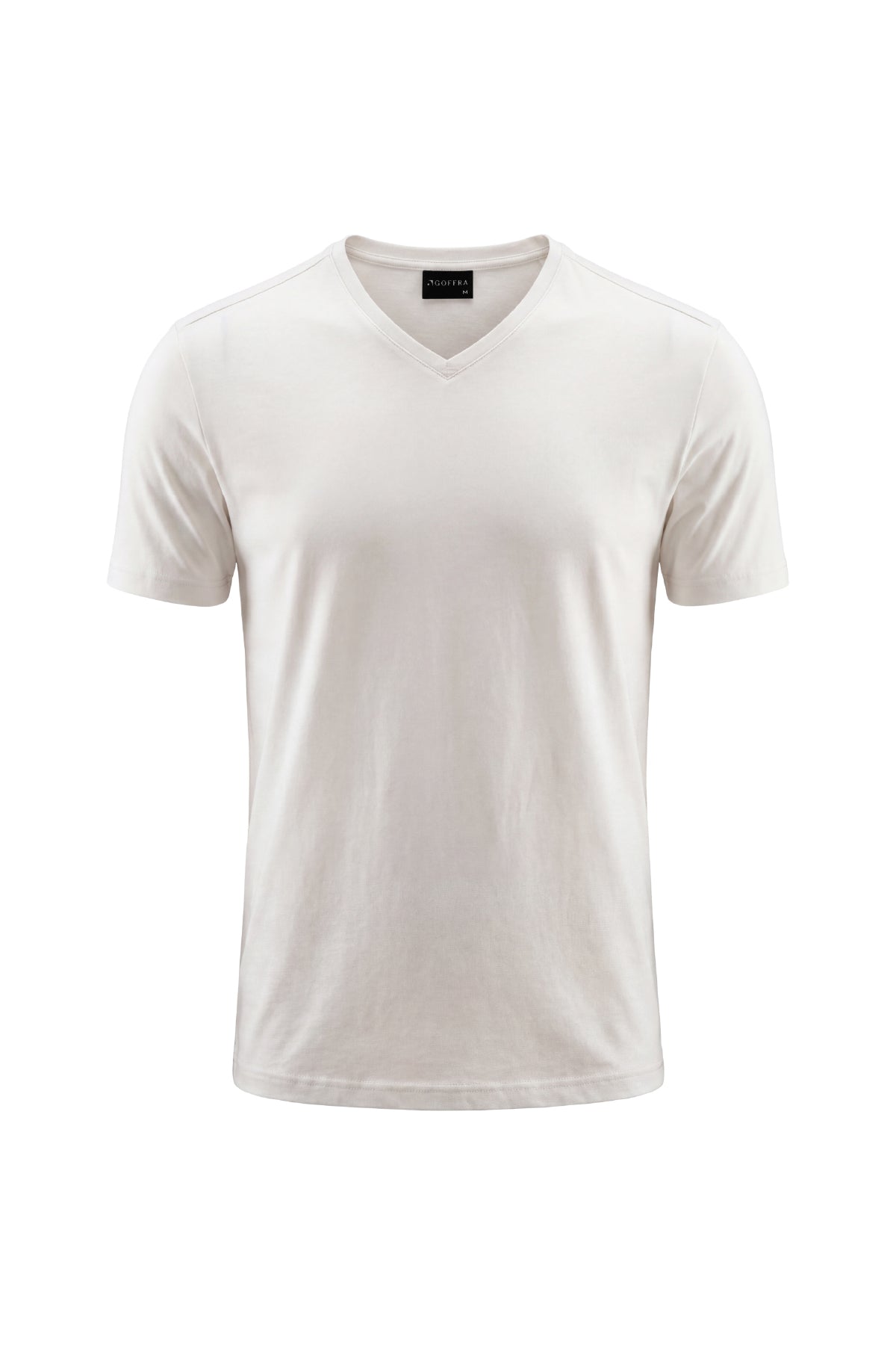 Erkek Vision V Yaka Premium Kalite Yoğun Dokulu Pamuklu T-Shirt Krem M102-R0220-02