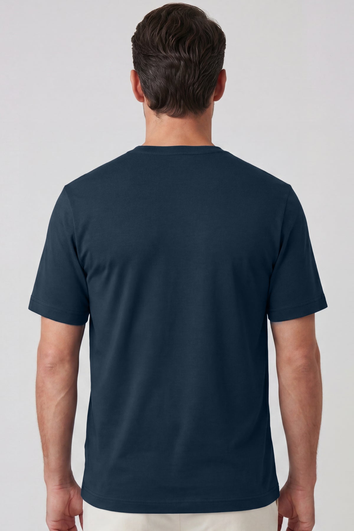 Erkek Vision V Yaka Premium Kalite Yoğun Dokulu Pamuklu T-Shirt Lacivert M102-R0220-07