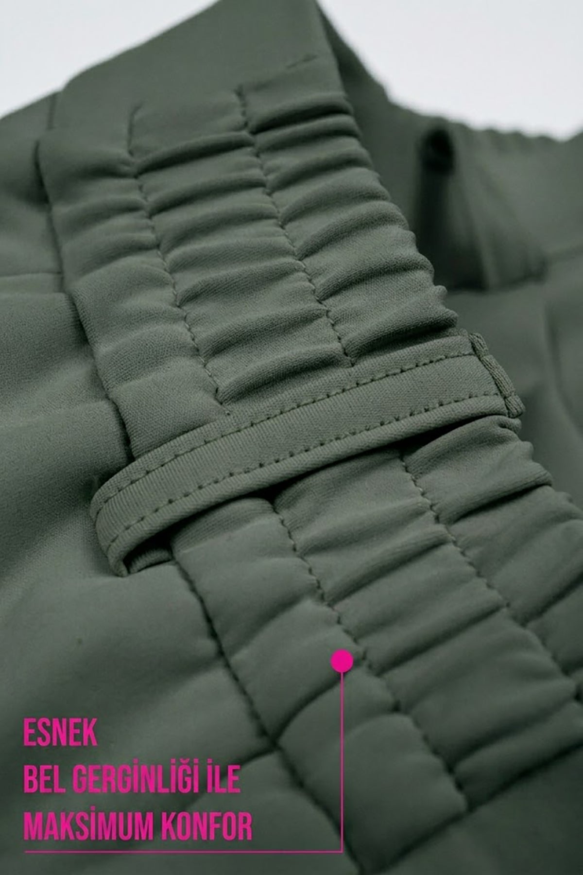 Kadın Flexon Ultra Esnek Relaxed Beli Lastikli Jogger Pantolon Haki W702-R0433-04