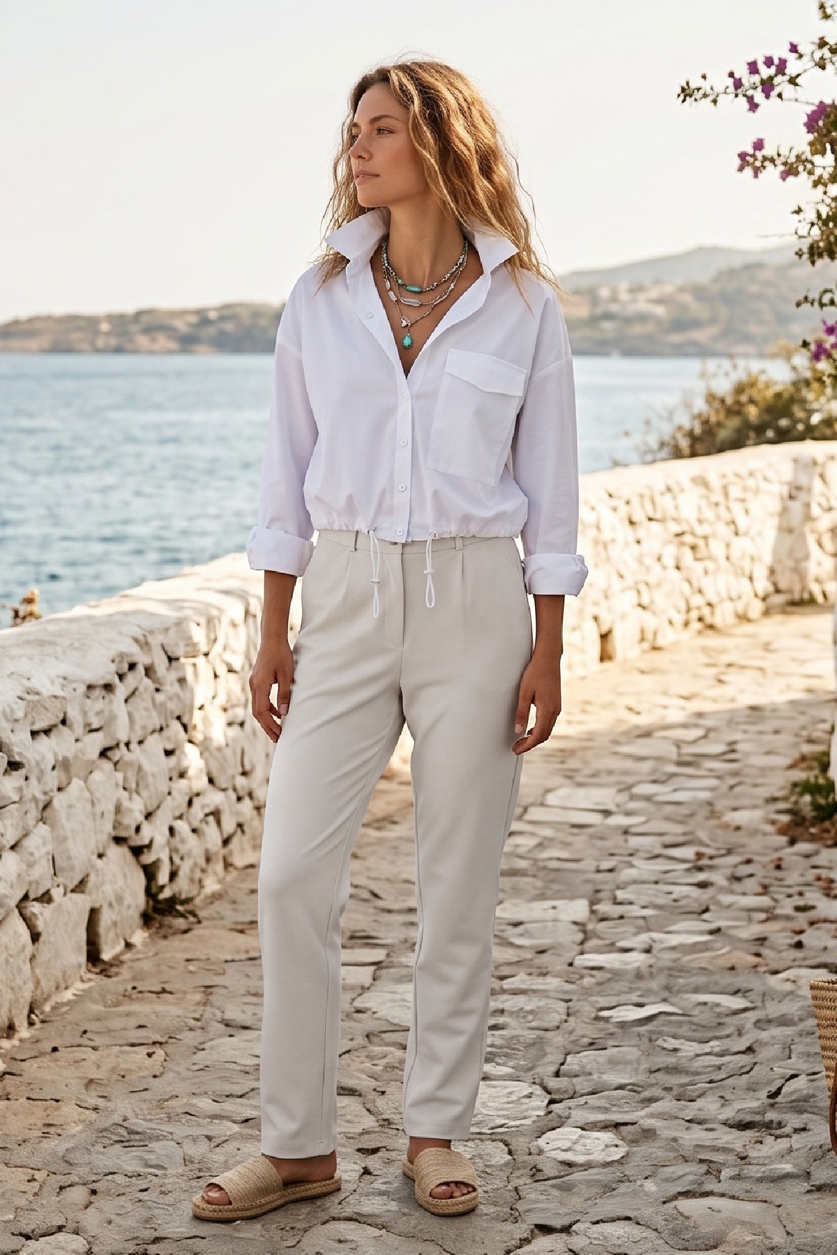 Damen Flexon Ultra Elastische Relaxed Jogger Hose mit Gummizug an der Taille Stein W702-R0433-08