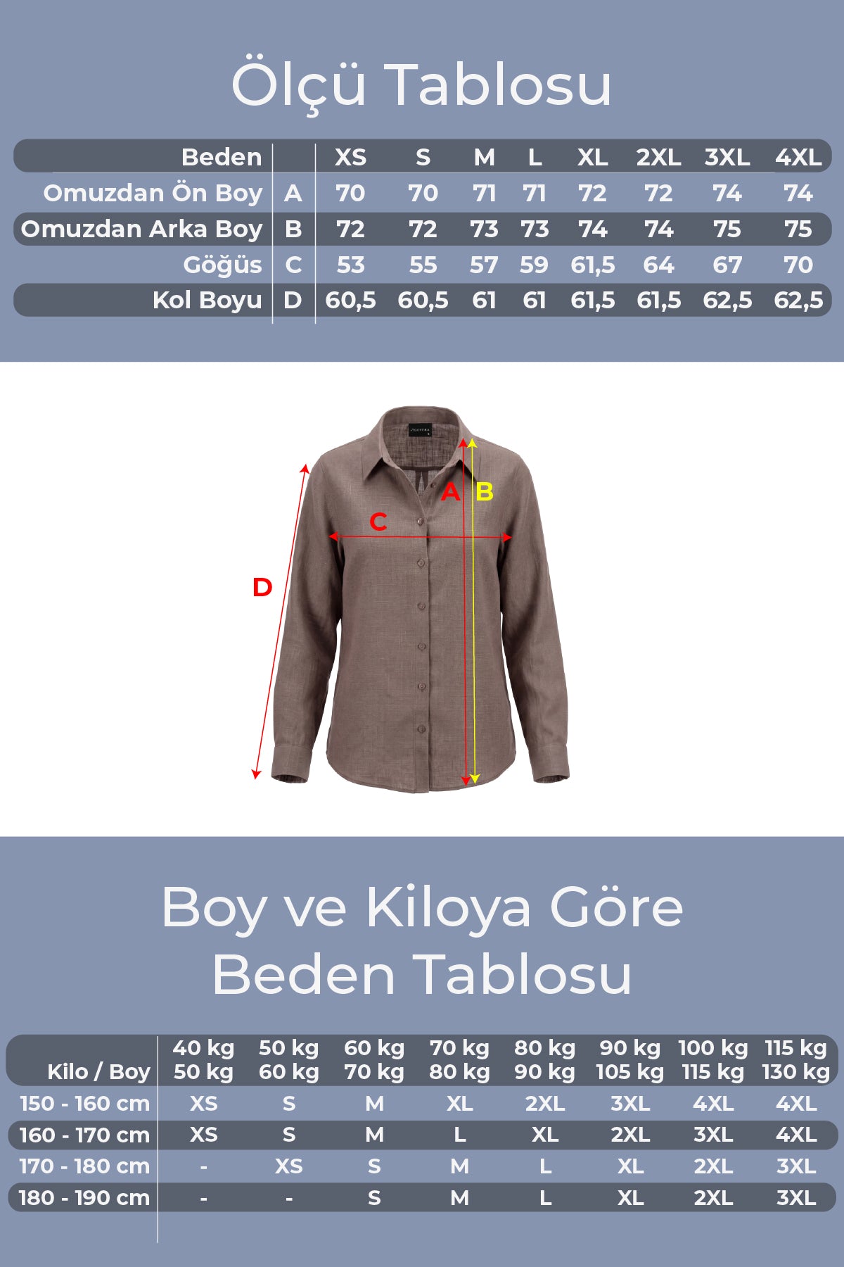 Kadın Gia %100 Doğal Keten Gömlek - Klasik Yaka Basic Minimalist Tasarım Kahverengi W207-K0401-02
