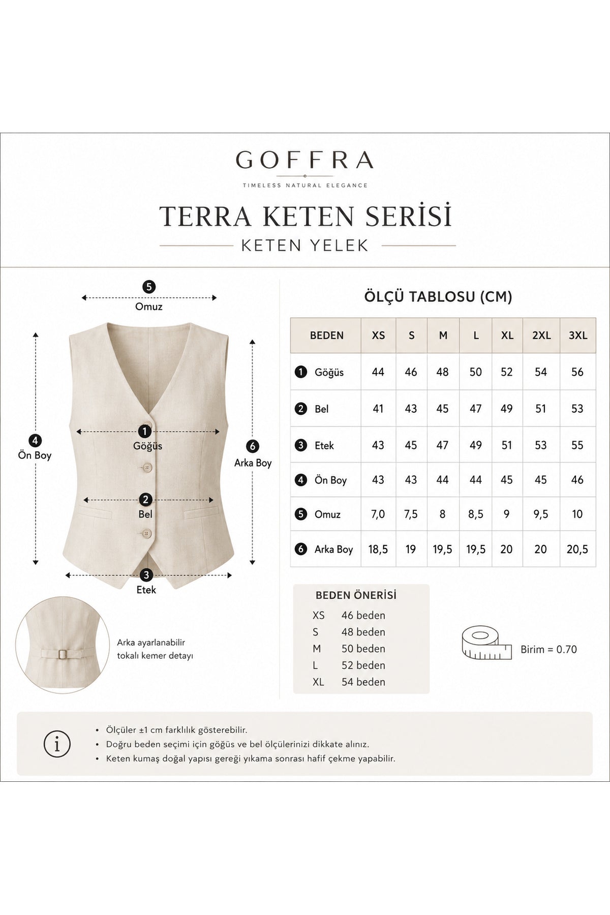 Kadın Terra %100 Keten Yelek Yazlık Nefes Alabilen Ekru W301-K0402-01