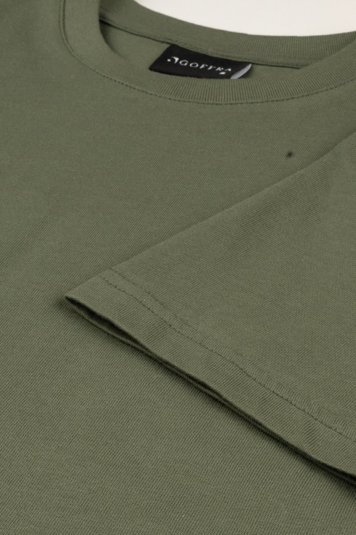 Kadın Vision Bisiklet Yaka Premium Kalite Yoğun Dokulu Pamuklu T-Shirt Haki W101-R0220-05
