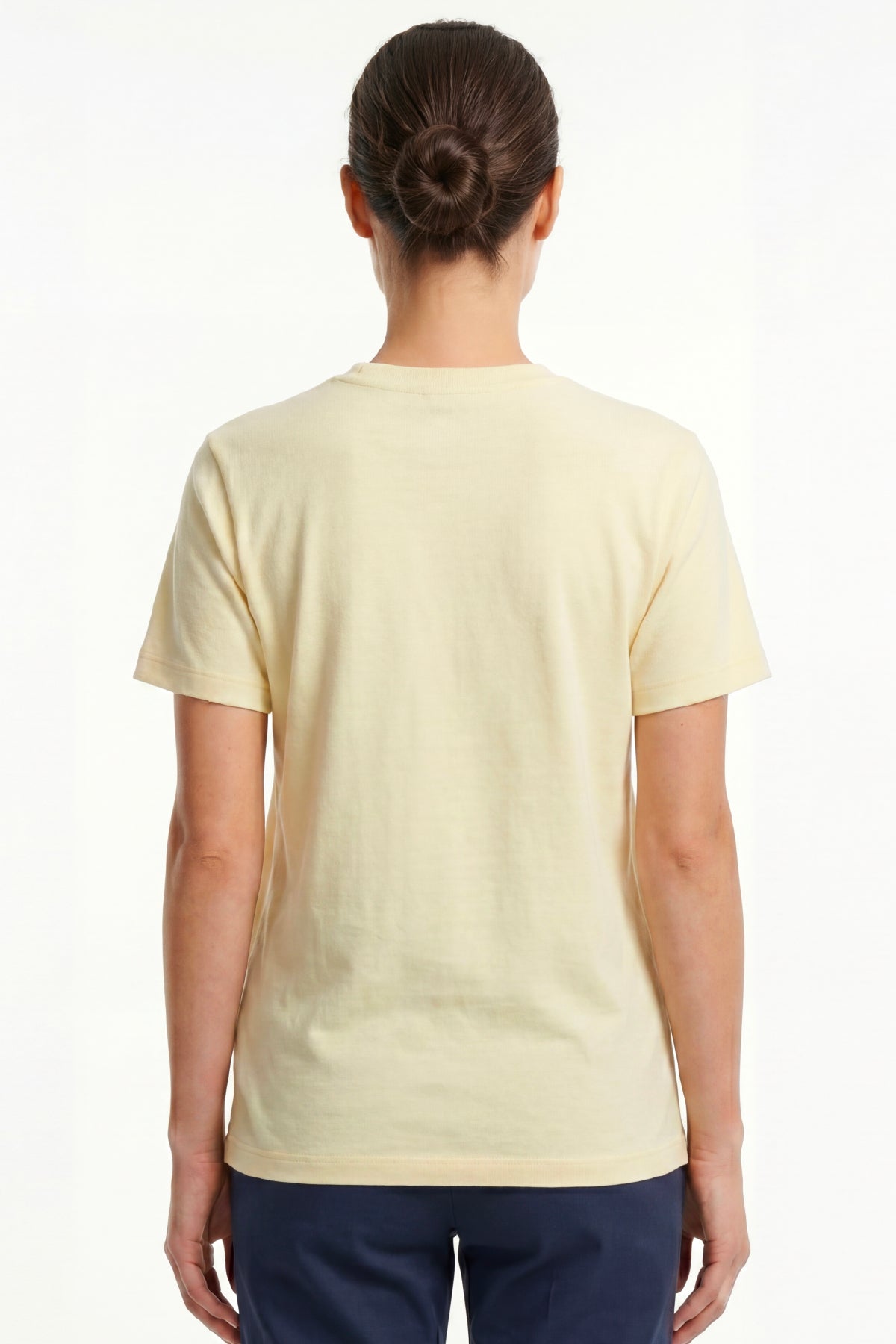 Kadın Vision Bisiklet Yaka Premium Kalite Yoğun Dokulu Pamuklu T-Shirt Sarı W101-R0220-03