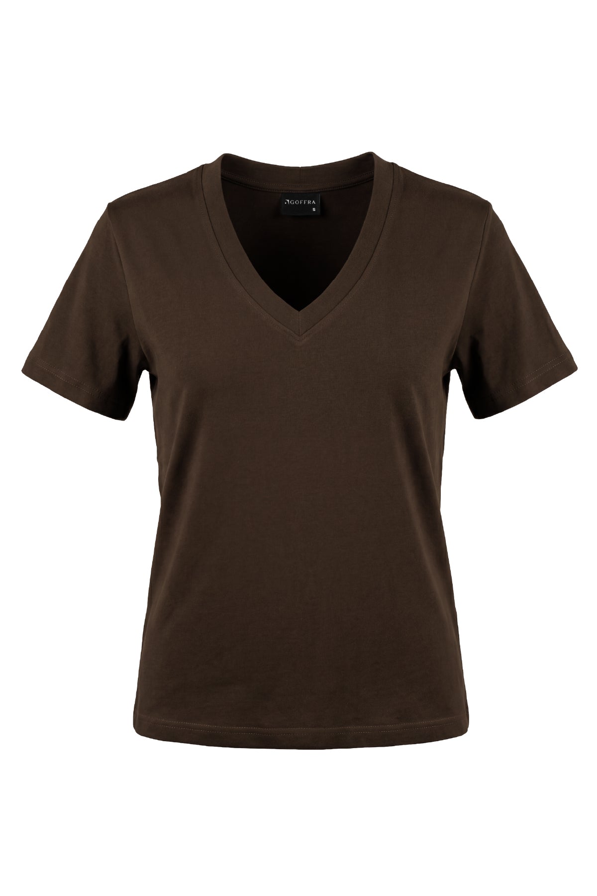 Kadın Vision V Yaka Premium Kalite Yoğun Dokulu Pamuklu T-Shirt Kahverengi W102-R0220-07