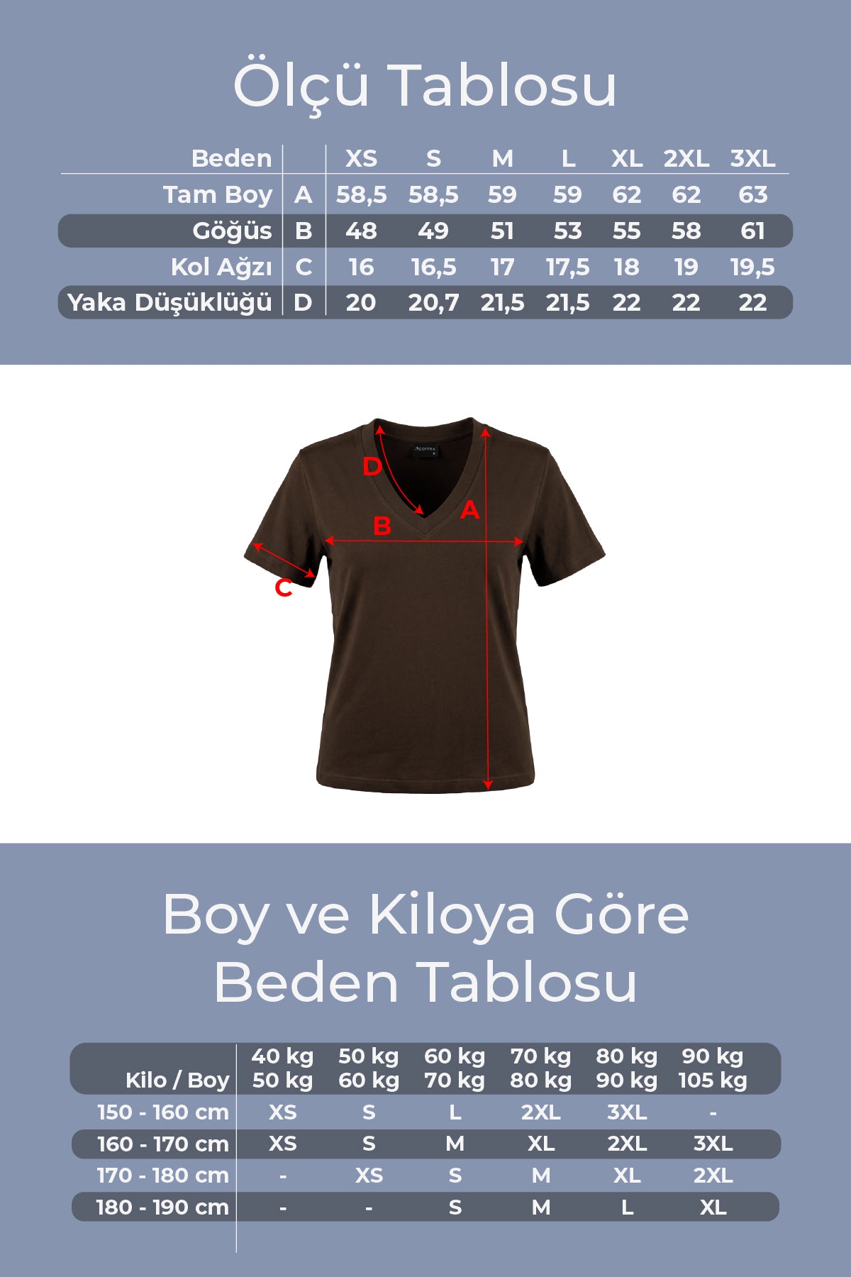 Kadın Vision V Yaka Premium Kalite Yoğun Dokulu Pamuklu T-Shirt Kahverengi W102-R0220-07