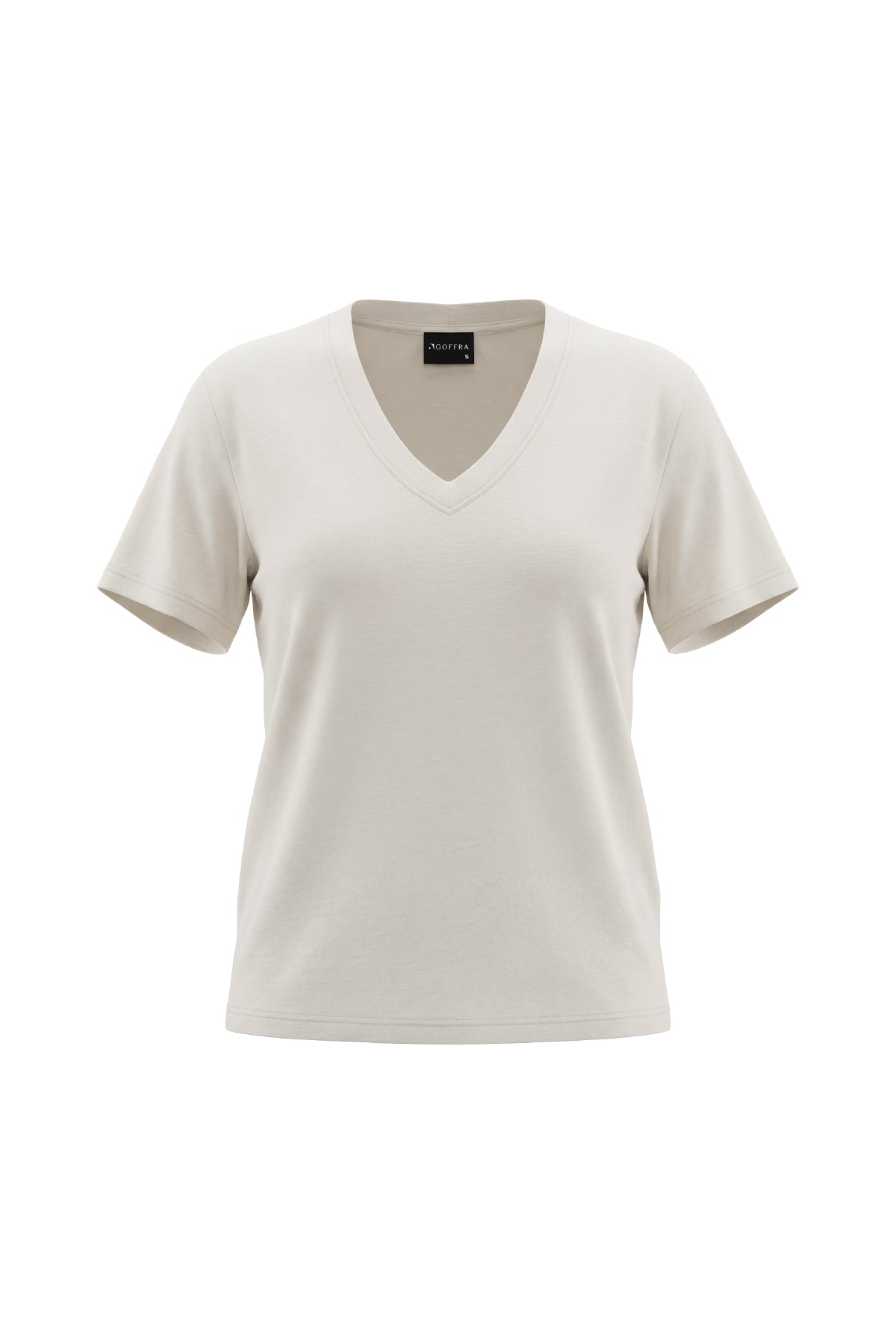 Kadın Vision V Yaka Premium Kalite Yoğun Dokulu Pamuklu T-Shirt Krem W102-R0220-02