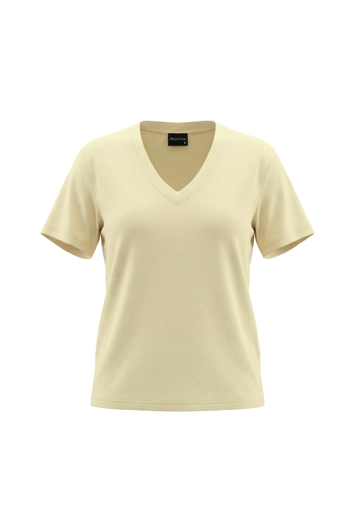 Kadın Vision V Yaka Premium Kalite Yoğun Dokulu Pamuklu T-Shirt Sarı W102-R0220-03