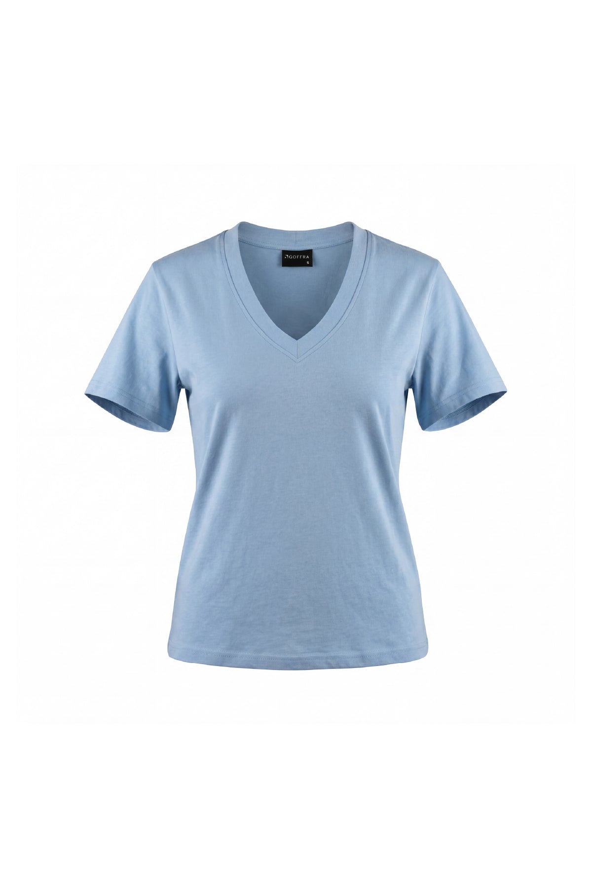 Kadın Vision V Yaka Premium Kalite Yoğun Dokulu Pamuklu T-Shirt Açık Mavi W102-R0220-04
