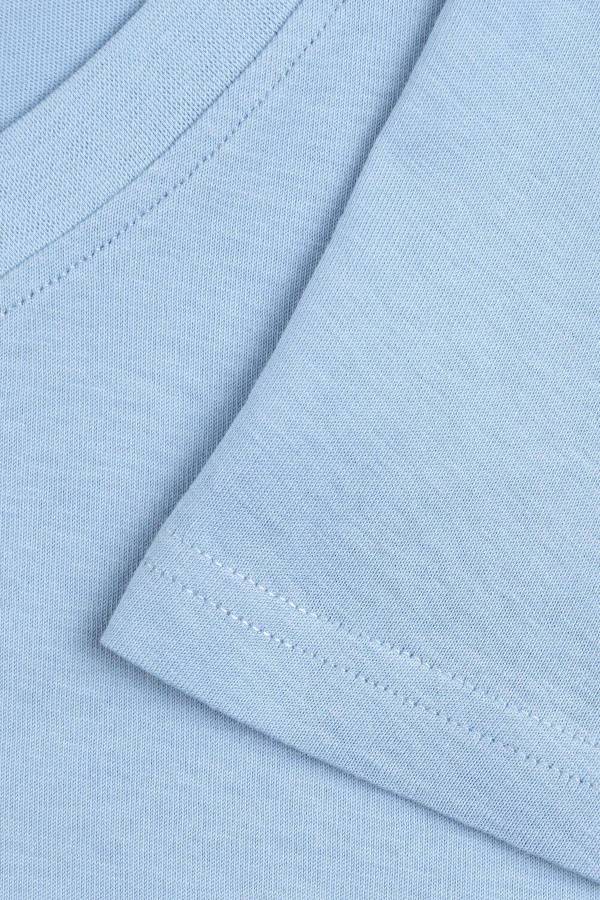 Kadın Vision V Yaka Premium Kalite Yoğun Dokulu Pamuklu T-Shirt Açık Mavi W102-R0220-04