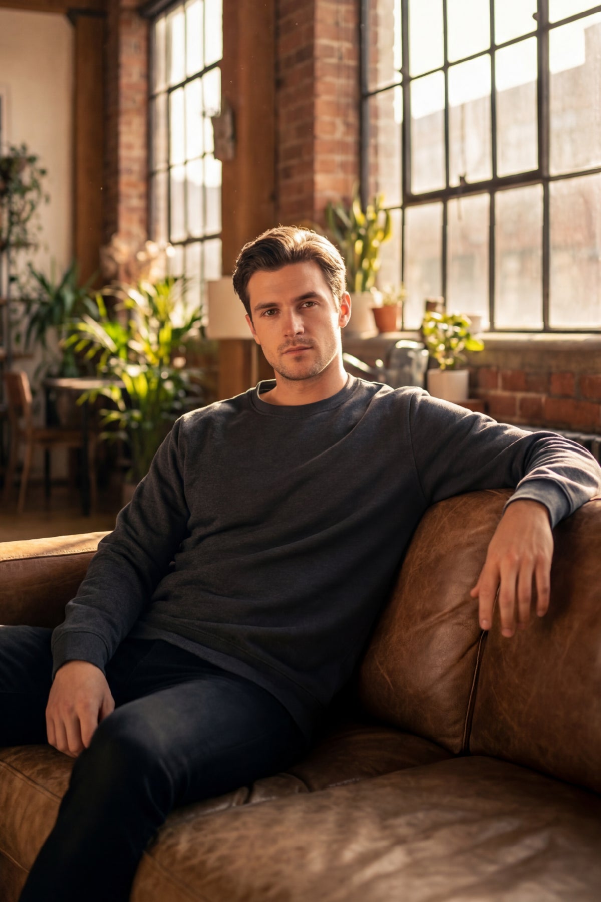 Erkek Focus Esnek Kumaş Yumuşak Dokulu Günlük Sweatshirt Antrasit M401-R0342-04