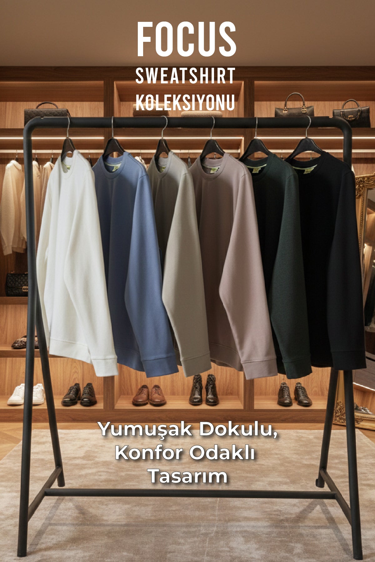 Erkek Focus Esnek Kumaş Yumuşak Dokulu Günlük Sweatshirt Antrasit M401-R0342-04