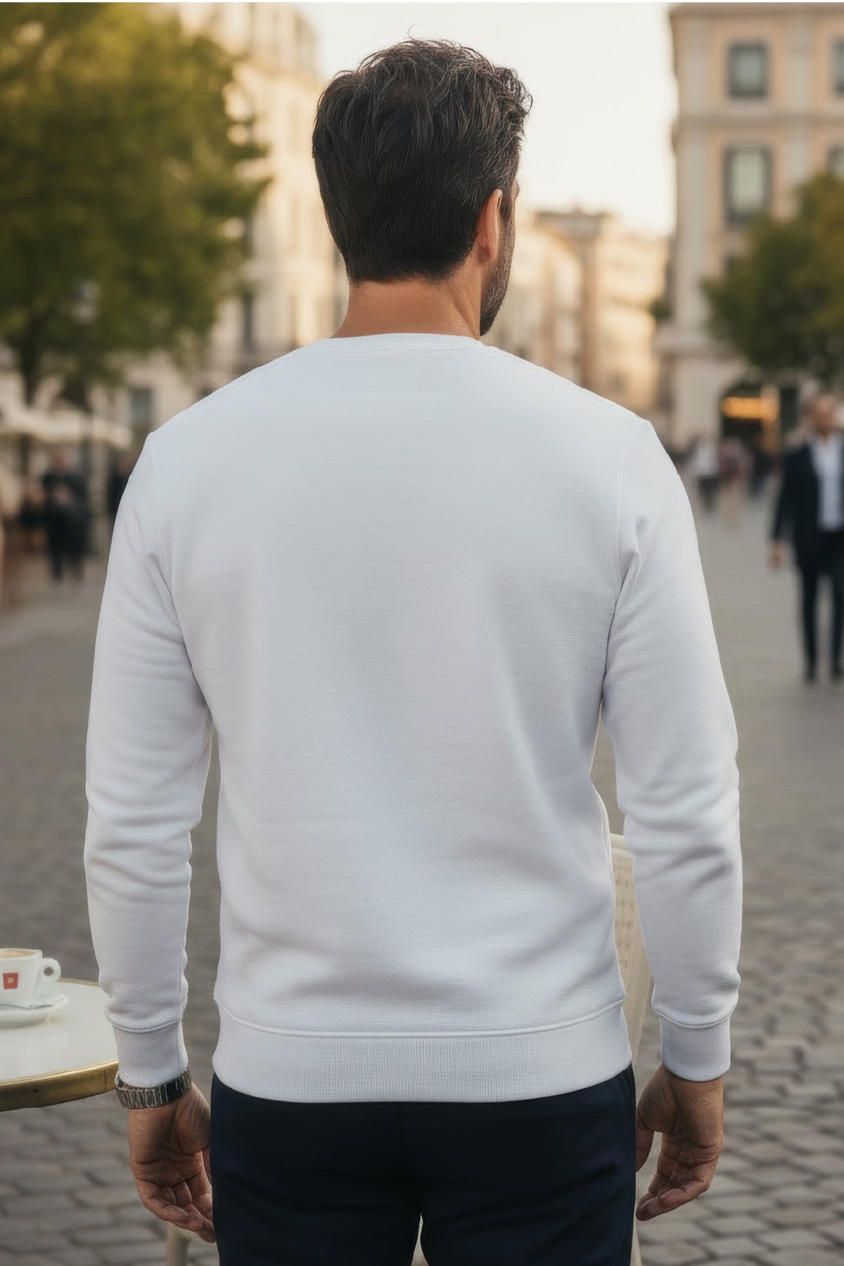 Erkek Focus Esnek Kumaş Yumuşak Dokulu Günlük Sweatshirt Ekru M401-R0342-01