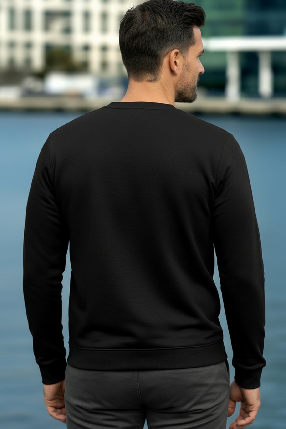 Erkek Focus Esnek Kumaş Yumuşak Dokulu Günlük Sweatshirt Siyah M401-R0342-06