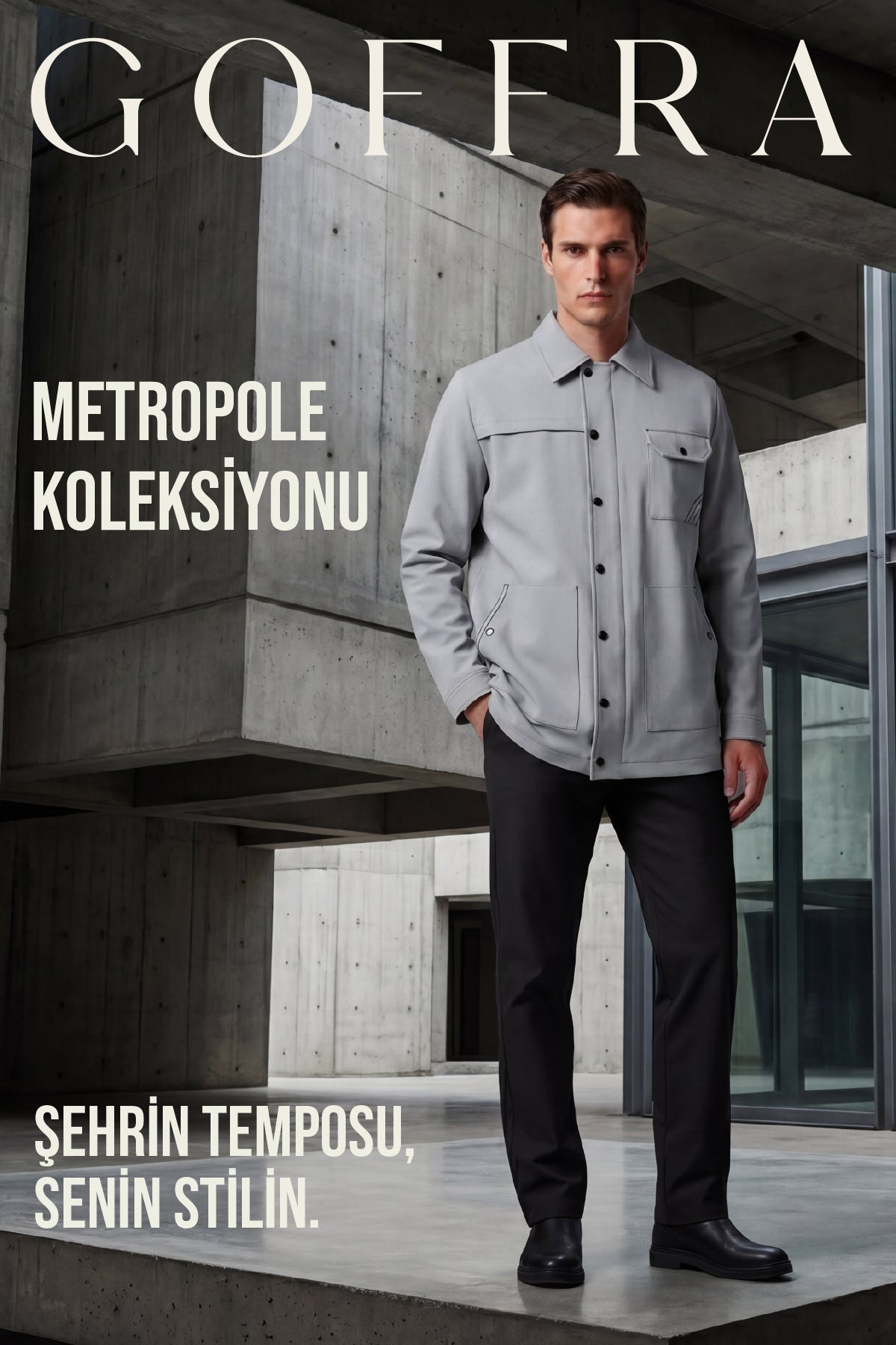 Erkek Metropole Modern Regular Fit Su İtici Teknik Ceket Gri M601-R0501-01