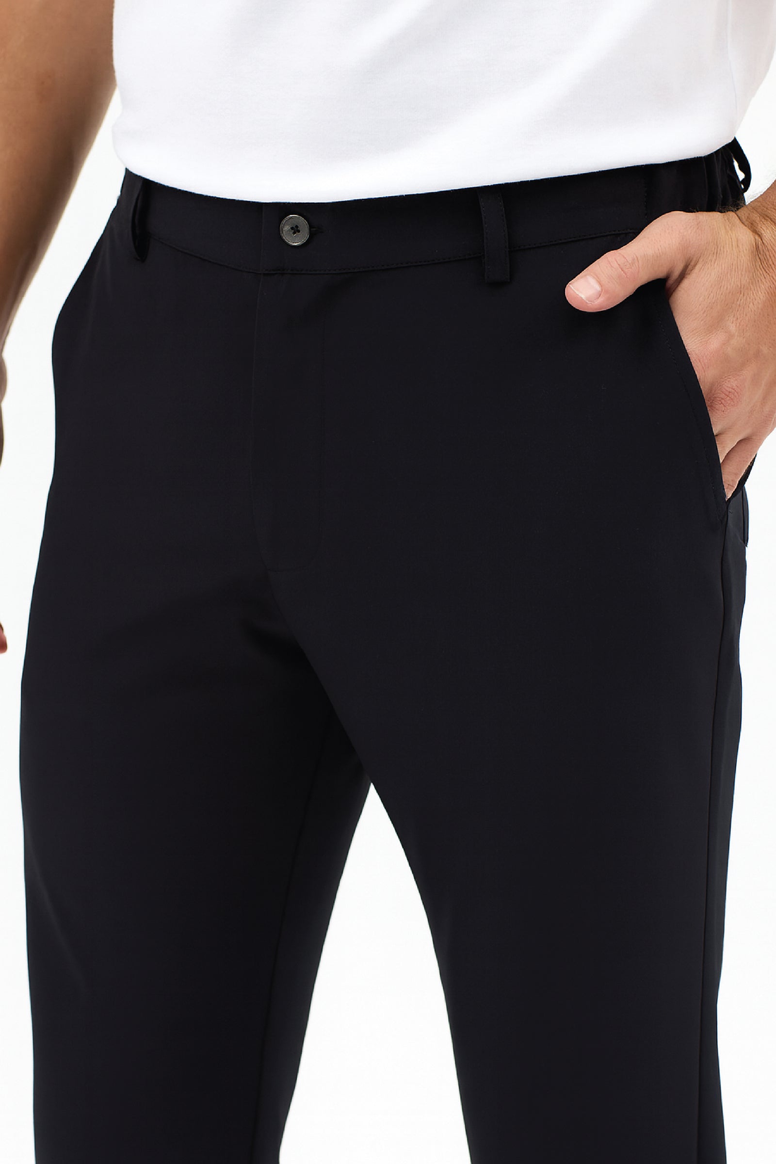 Herren Motion Stretch Stoff Relaxed Joggerhose mit elastischem Bund (Sommer) Schwarz M701-R0140002-01