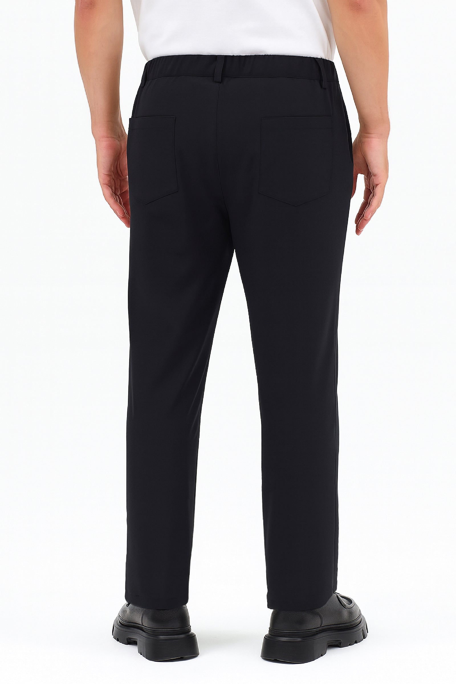 Herren Motion Stretch Stoff Relaxed Joggerhose mit elastischem Bund (Sommer) Schwarz M701-R0140002-01