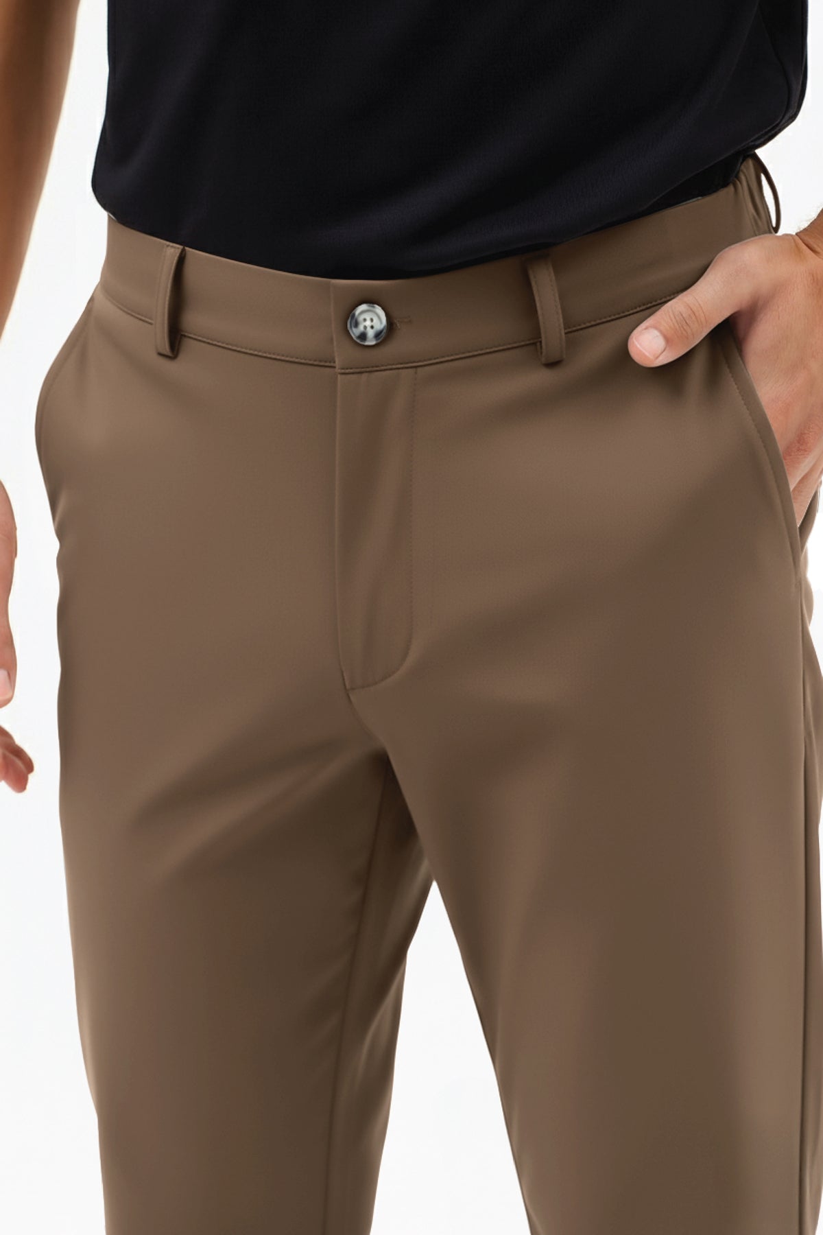Herren Motion Stretch Stoff Relaxed Jogger Hose mit elastischem Bund (Sommerlich) Braun M701-R0140002-05