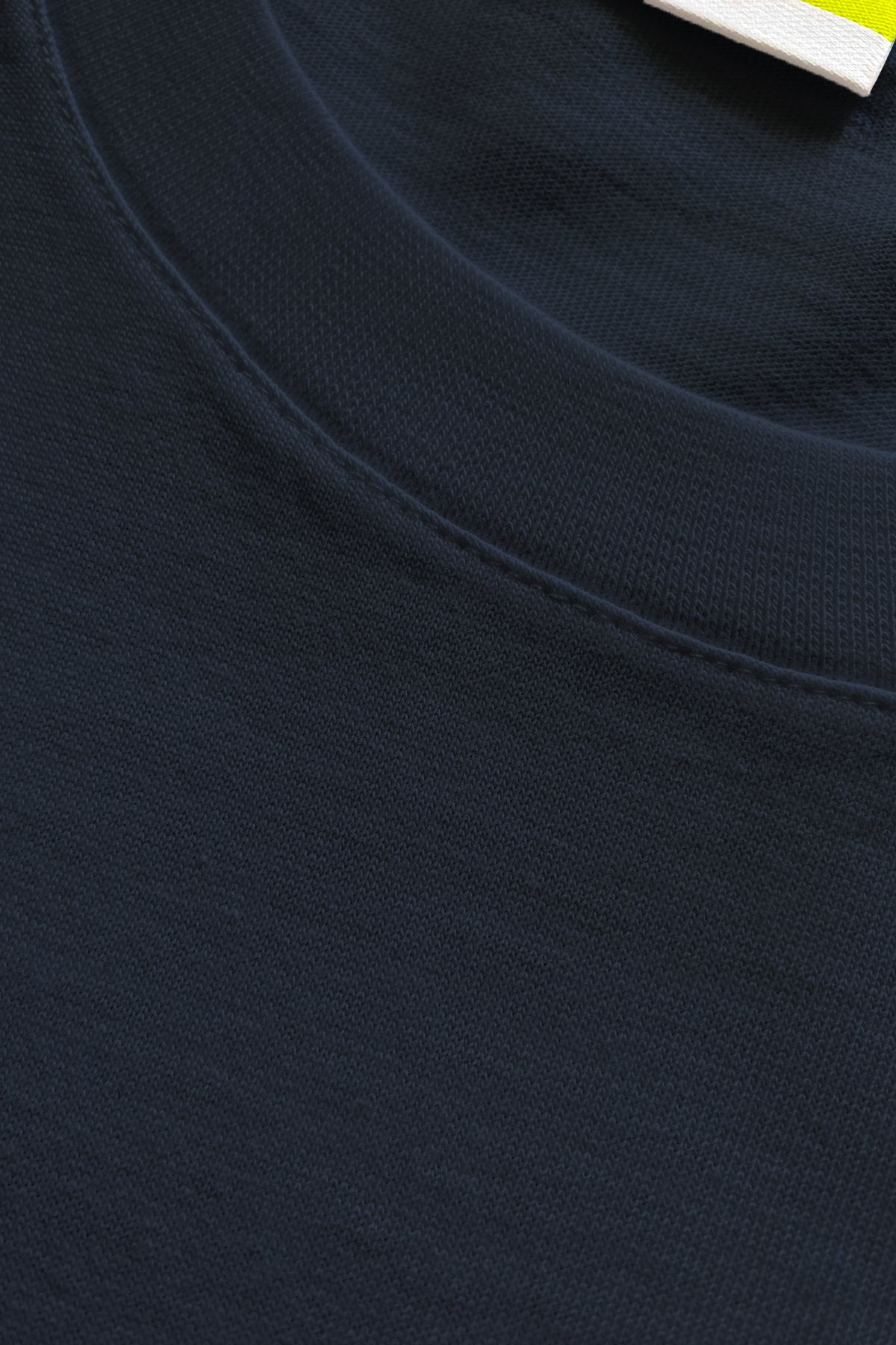 Erkek Premium Kalite Yoğun Dokulu Pamuklu T-Shirt Lacivert M101-R0220-05