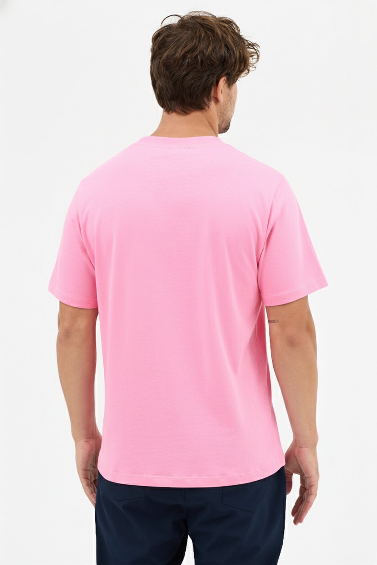 Erkek Premium Kalite Yoğun Dokulu Pamuklu T-Shirt Pembe M101-R0220-06