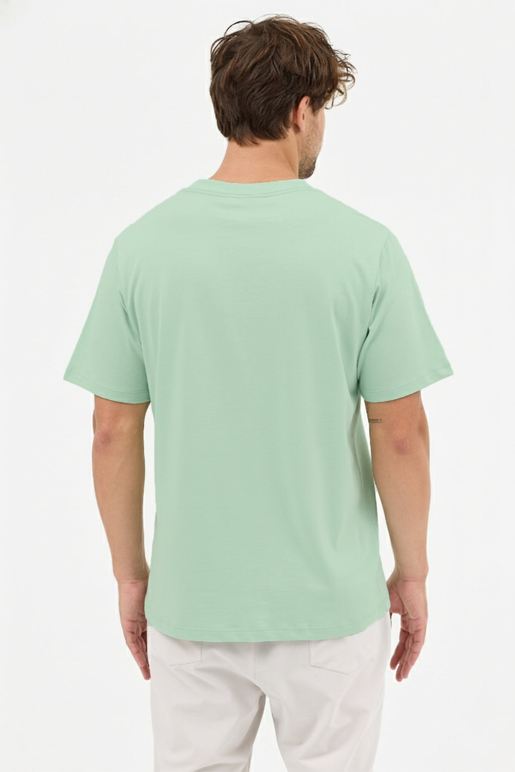 Erkek Premium Kalite Yoğun Dokulu Pamuklu T-Shirt Yeşil M101-R0220-07