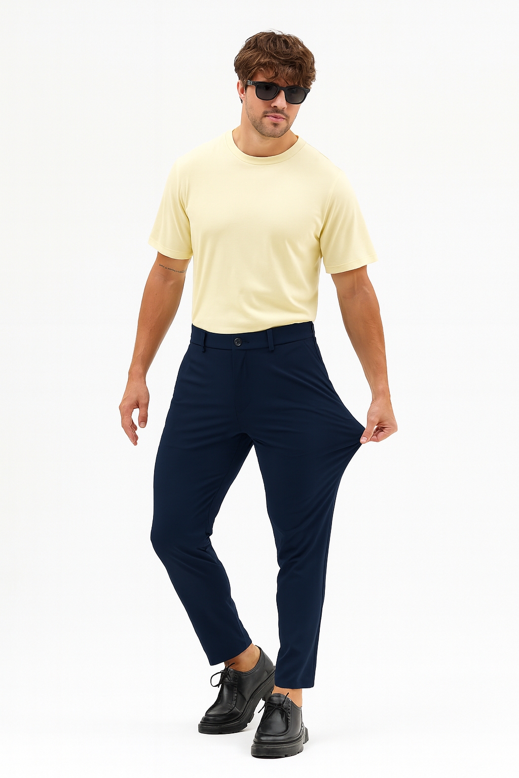 Erkek Streç Kumaş Relaxed Beli Lastikli Jogger Pantolon Lacivert M701-R0140002-02
