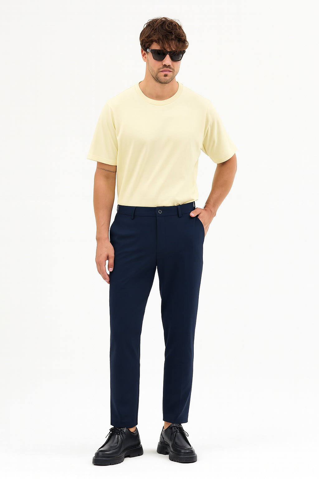 Erkek Streç Kumaş Relaxed Beli Lastikli Jogger Pantolon Lacivert M701-R0140002-02