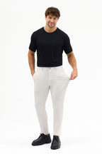 Erkek Streç Kumaş Relaxed Beli Lastikli Jogger Pantolon Açık Gri M701-R0140002-03