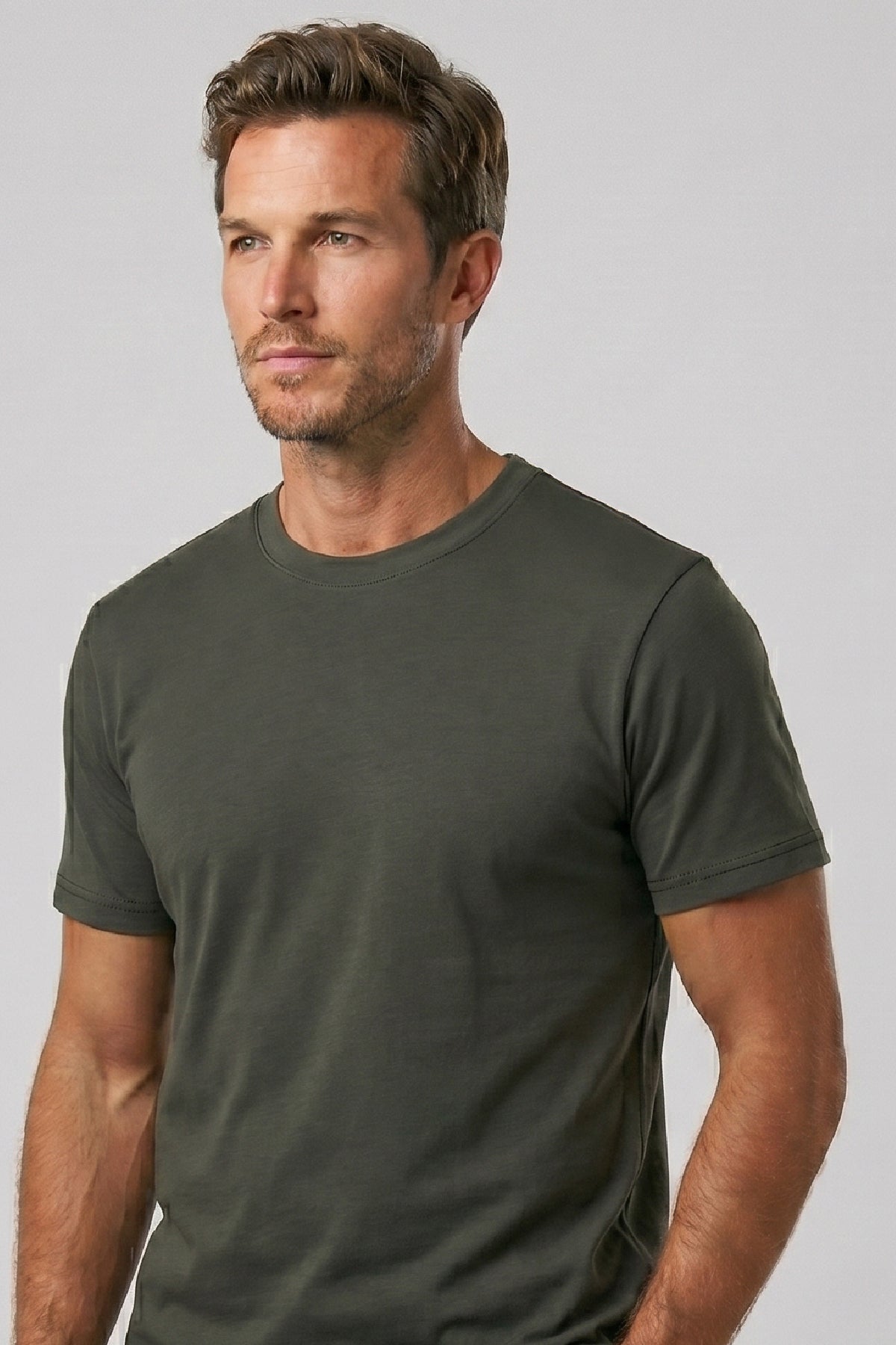 Herren Vision Premium Qualität Hochdichtes Baumwoll T-Shirt Khaki M101-R0220-11