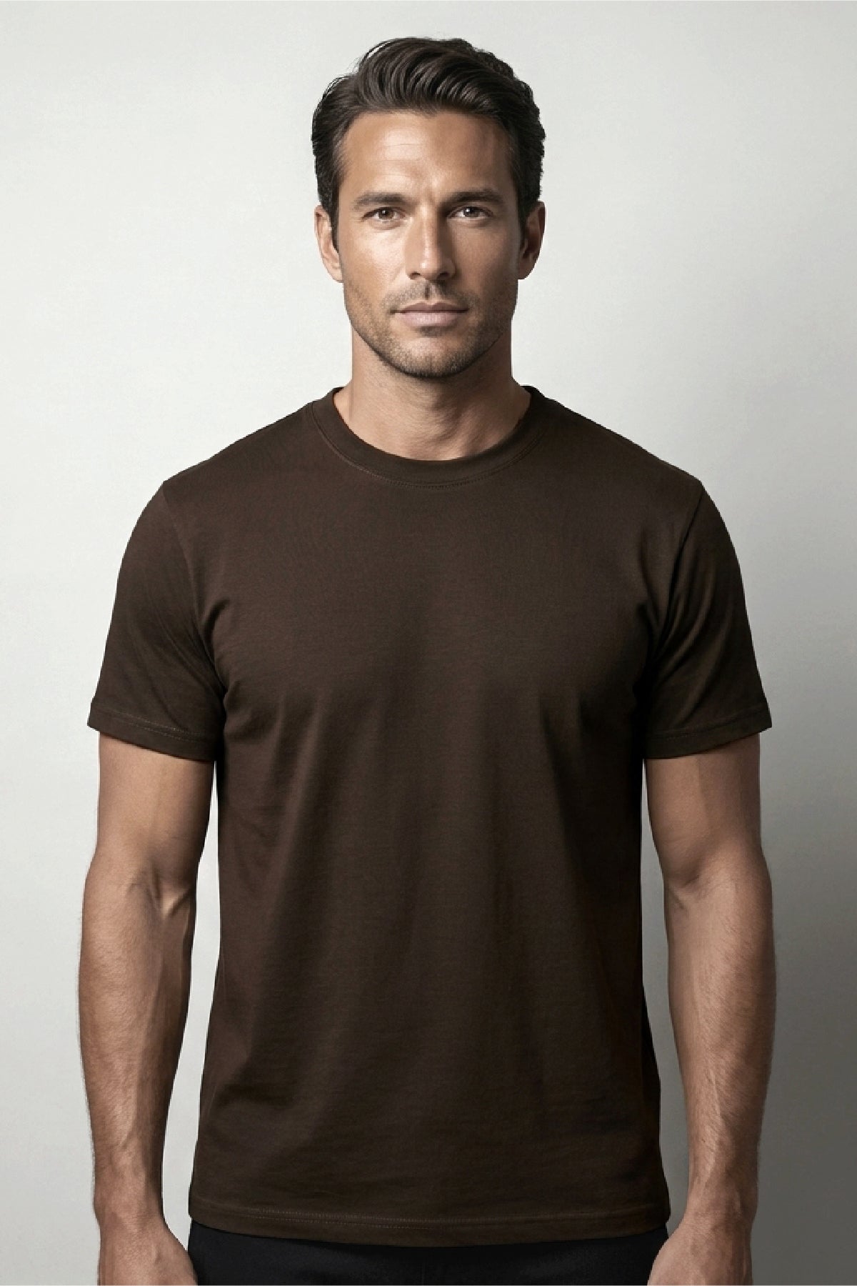 Herren Vision Premium Qualität Hochdichtes Baumwoll-T-Shirt Braun M101-R0220-10