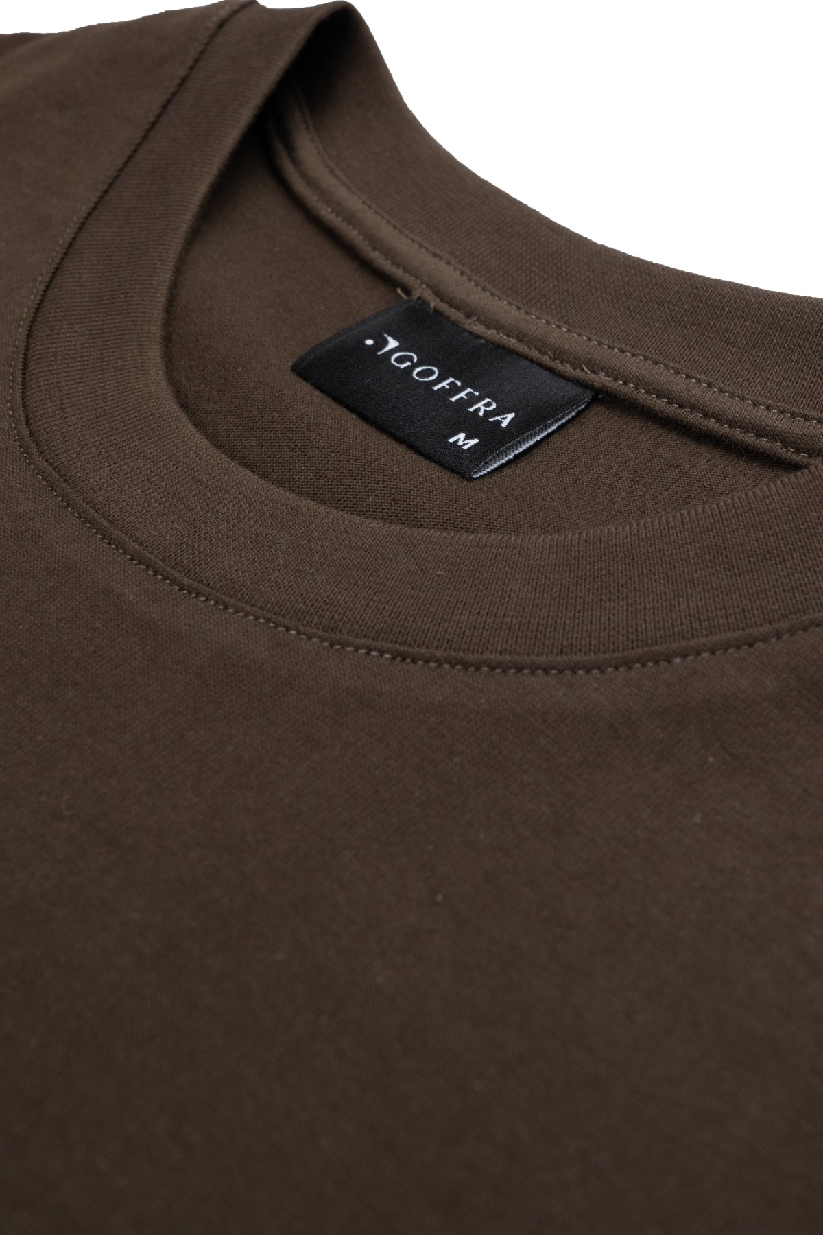 Goffra Erkek Vision Premium Kalite Yoğun Dokulu Pamuklu T-Shirt Kahverengi, kumaş detayı