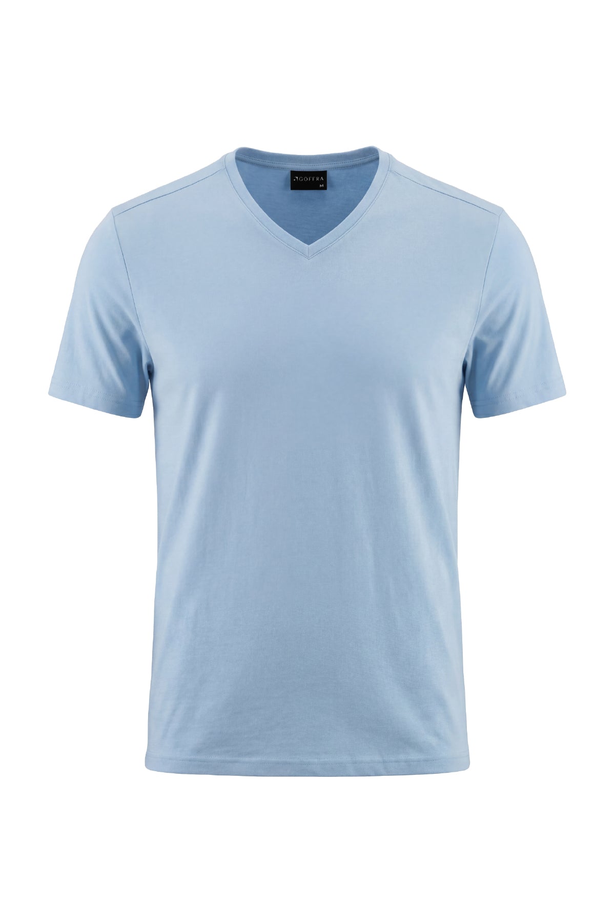 Erkek Vision V Yaka Premium Kalite Yoğun Dokulu Pamuklu T-Shirt Açık Mavi M102-R0220-04