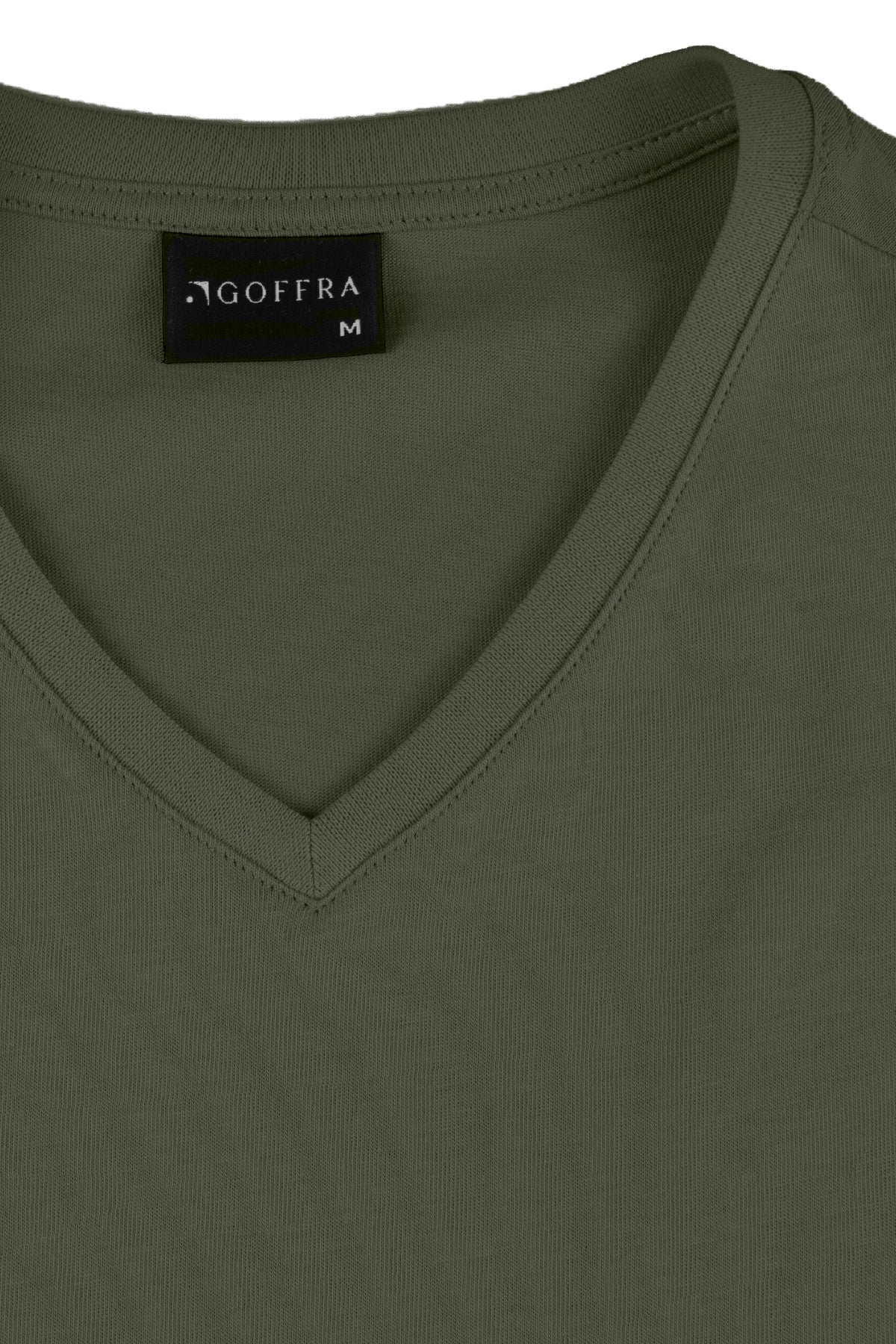 Erkek Vision V Yaka Premium Kalite Yoğun Dokulu Pamuklu T-Shirt Haki M102-R0220-06