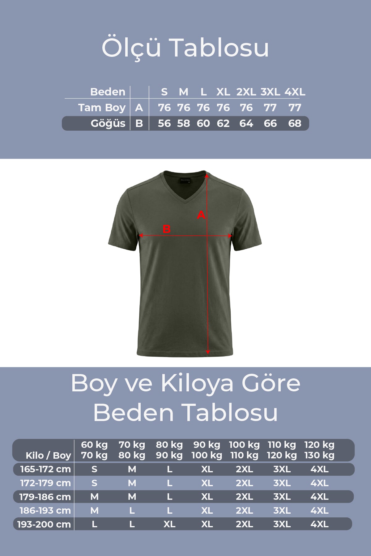 Erkek Vision V Yaka Premium Kalite Yoğun Dokulu Pamuklu T-Shirt Haki M102-R0220-06