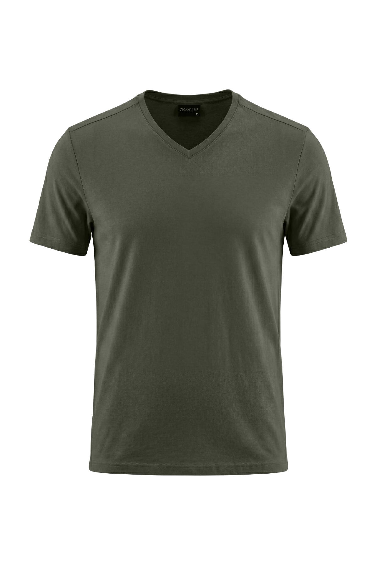 Erkek Vision V Yaka Premium Kalite Yoğun Dokulu Pamuklu T-Shirt Haki M102-R0220-06