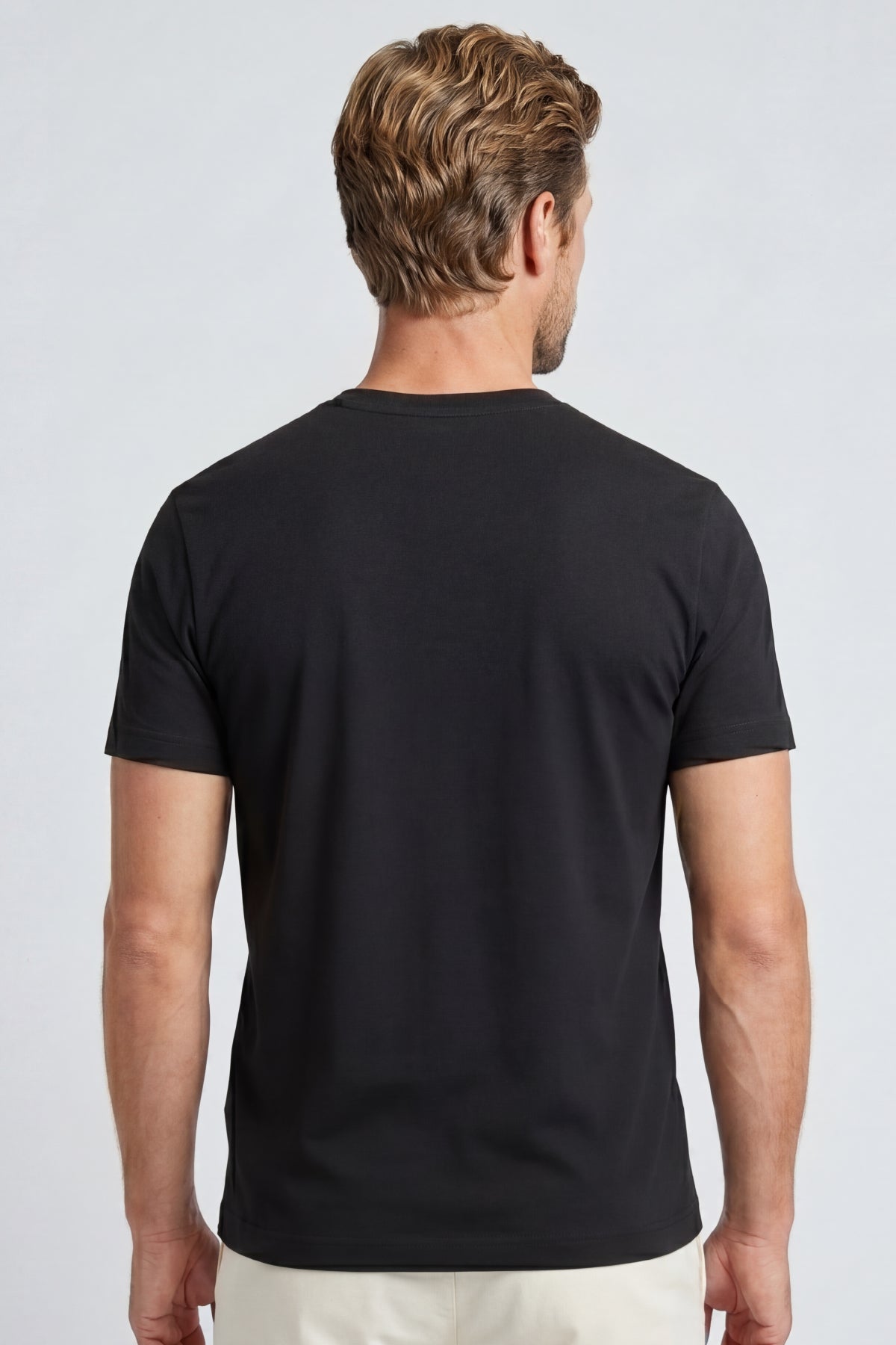 Erkek Vision V Yaka Premium Kalite Yoğun Dokulu Pamuklu T-Shirt Siyah M102-R0220-08