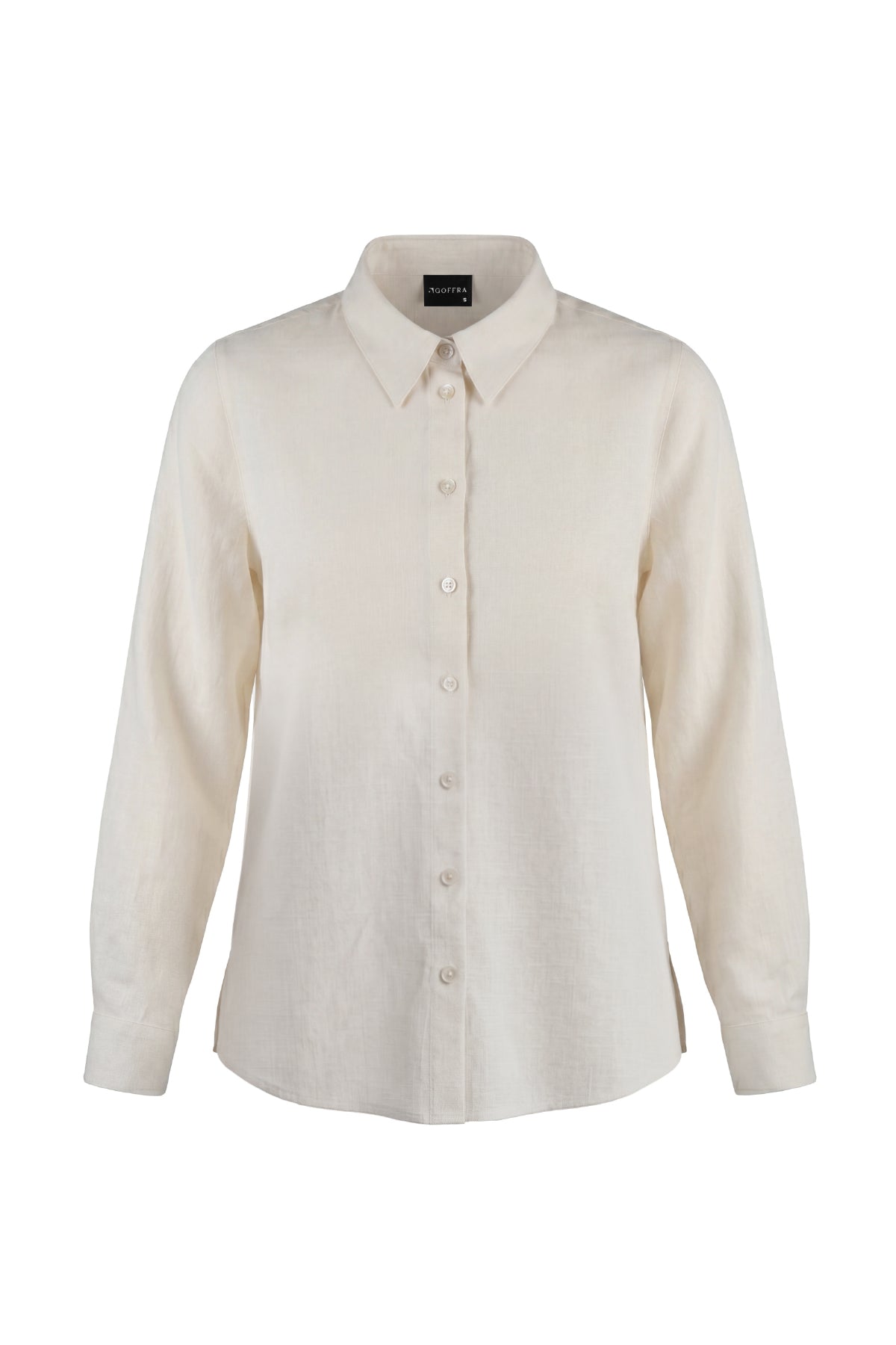 Kadın Gia %100 Doğal Keten Gömlek - Klasik Yaka Basic Minimalist Tasarım Ekru W207-K0401-01