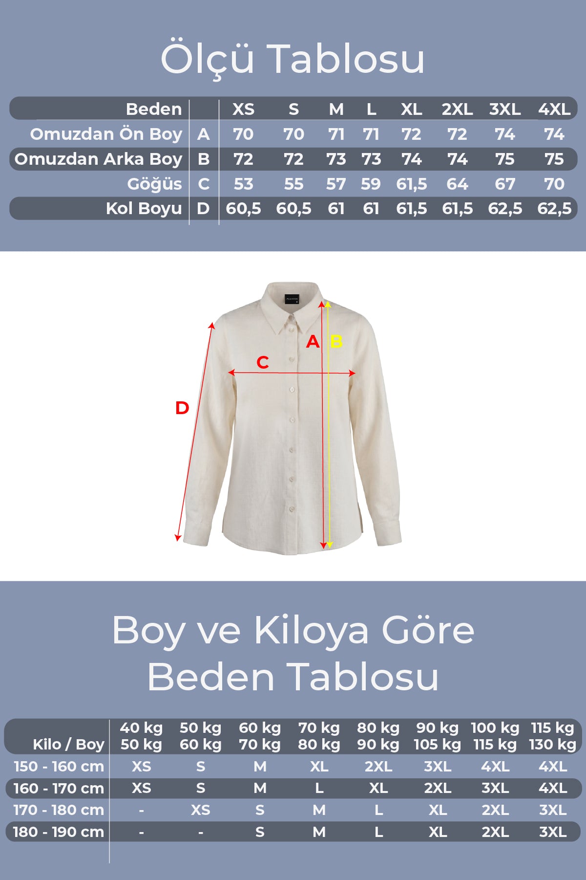 Kadın Gia %100 Doğal Keten Gömlek - Klasik Yaka Basic Minimalist Tasarım Ekru W207-K0401-01