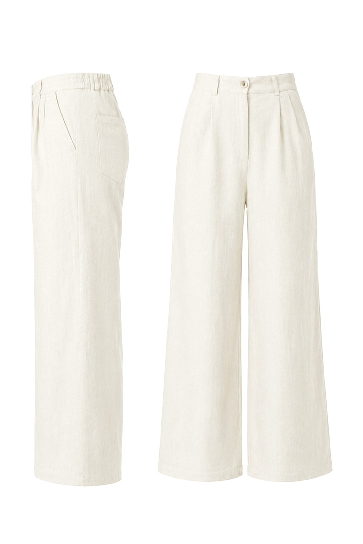 Kadın Terra %100 Keten Pantolon Yazlık Nefes Alabilen Ekru W351-K0402-01