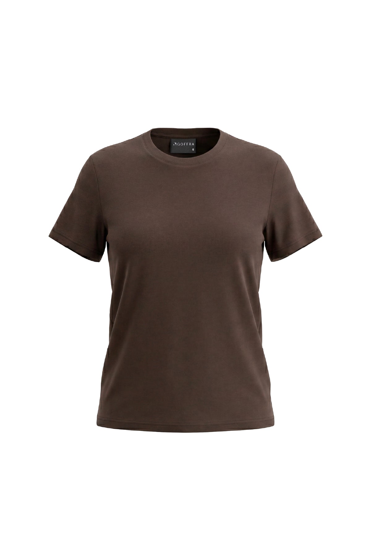 Kadın Vision Bisiklet Yaka Premium Kalite Yoğun Dokulu Pamuklu T-Shirt Kahverengi W101-R0220-06