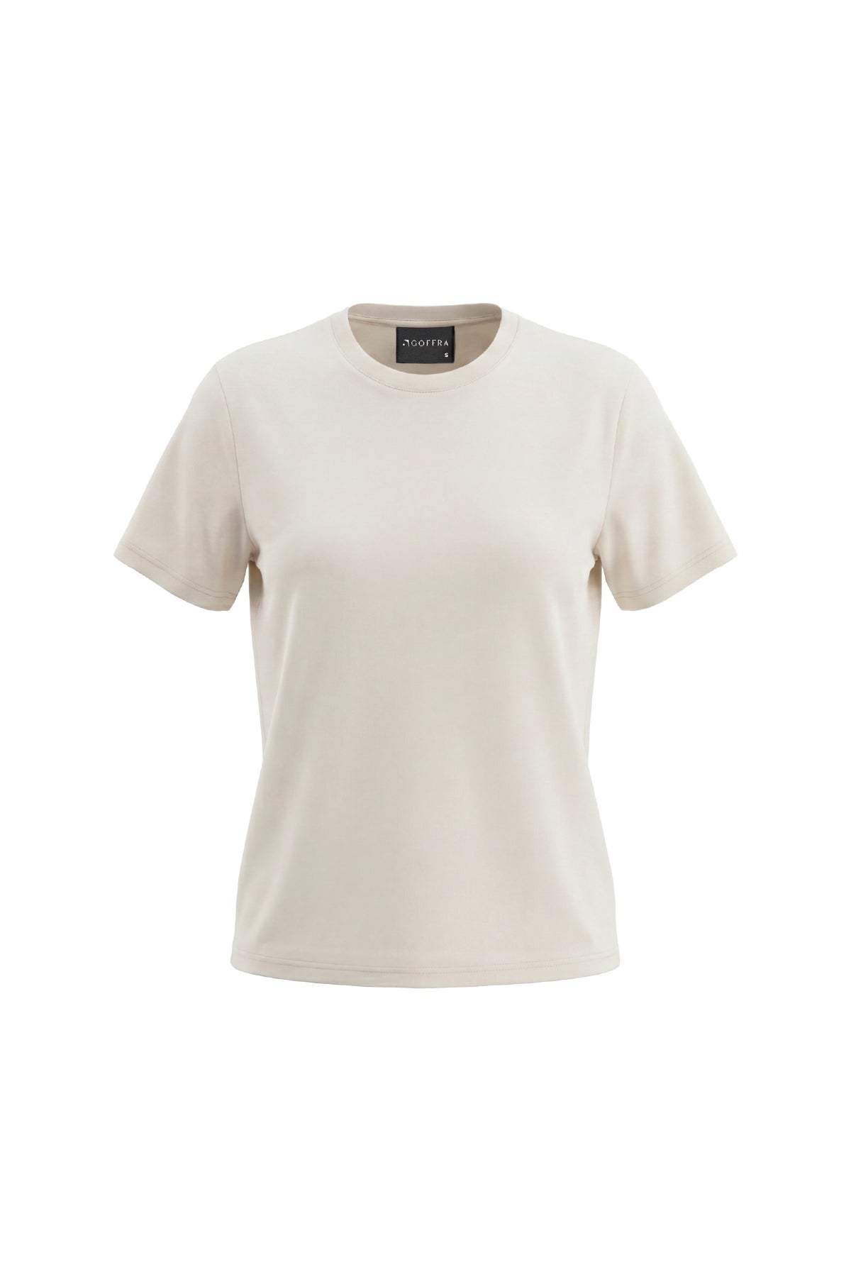 Kadın Vision Bisiklet Yaka Premium Kalite Yoğun Dokulu Pamuklu T-Shirt Krem W101-R0220-02