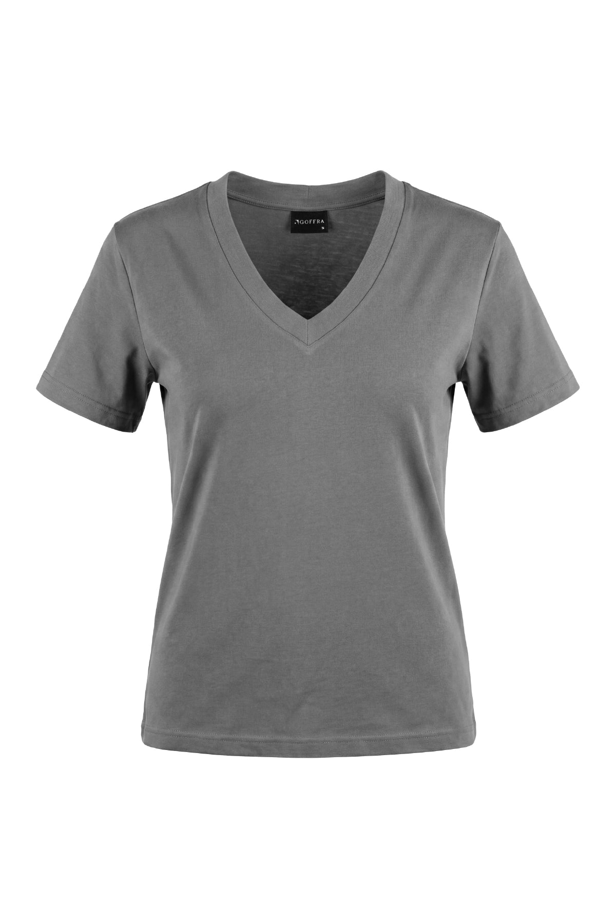 Kadın Vision V Yaka Premium Kalite Yoğun Dokulu Pamuklu T-Shirt Koyu Gri W102-R0220-05