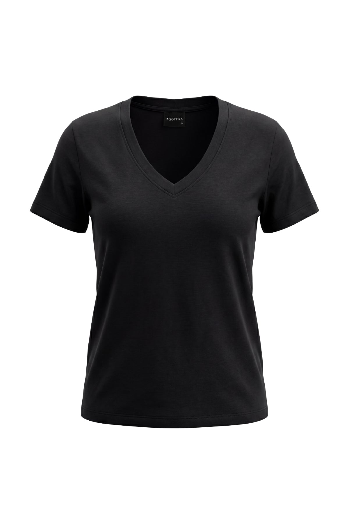 Kadın Vision V Yaka Premium Kalite Yoğun Dokulu Pamuklu T-Shirt Siyah W102-R0220-09